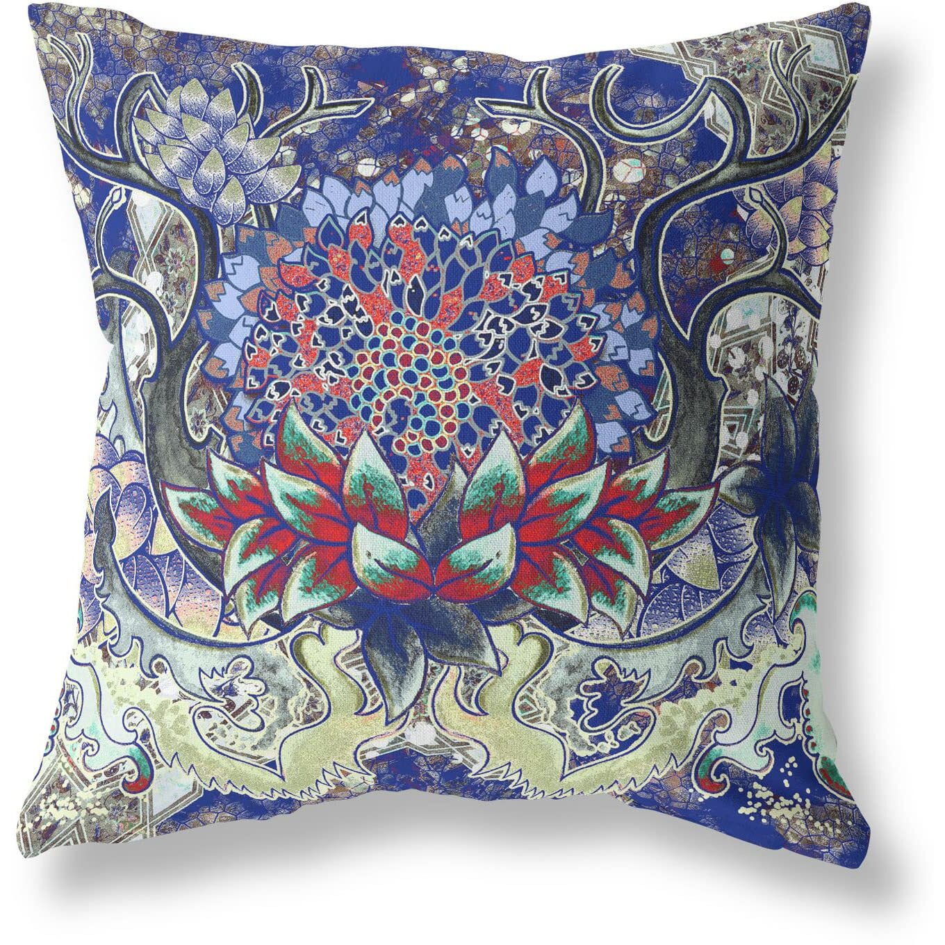 Amrita Sen Vase Sunflower Matches Broadcloth Indoor Outdoor Zippered Pillow Electric Blue