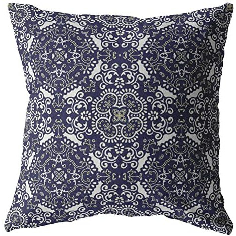 Amrita Sen Boho Sky Suede Blown and Closed Pillow Navy