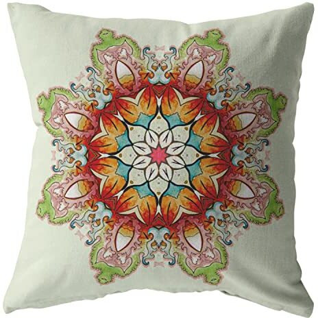 Amrita Sen Cosmic Mandala Suede Blown and Closed Pillow Orange and Green