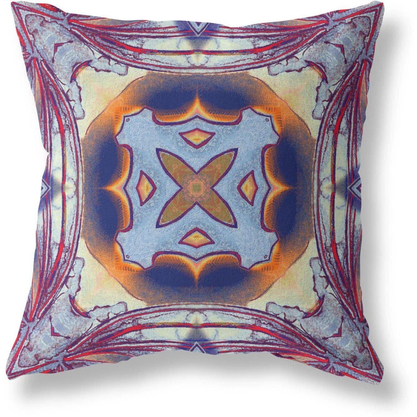 Amrita Sen Pastel Floral Squares Broadcloth Indoor Outdoor Zippered Pillow Purple Peach Indigo Muted Yellow