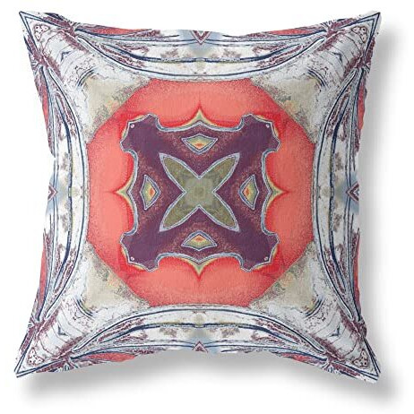 Amrita Sen Pastel Floral Squares Broadcloth Indoor Outdoor Zippered Pillow Light Blue Grey Peach