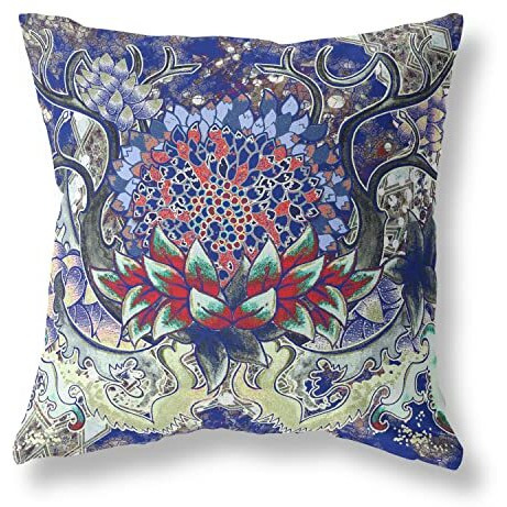Amrita Sen Vase Sunflower Matches Suede Blown and Closed Pillow Electric Blue