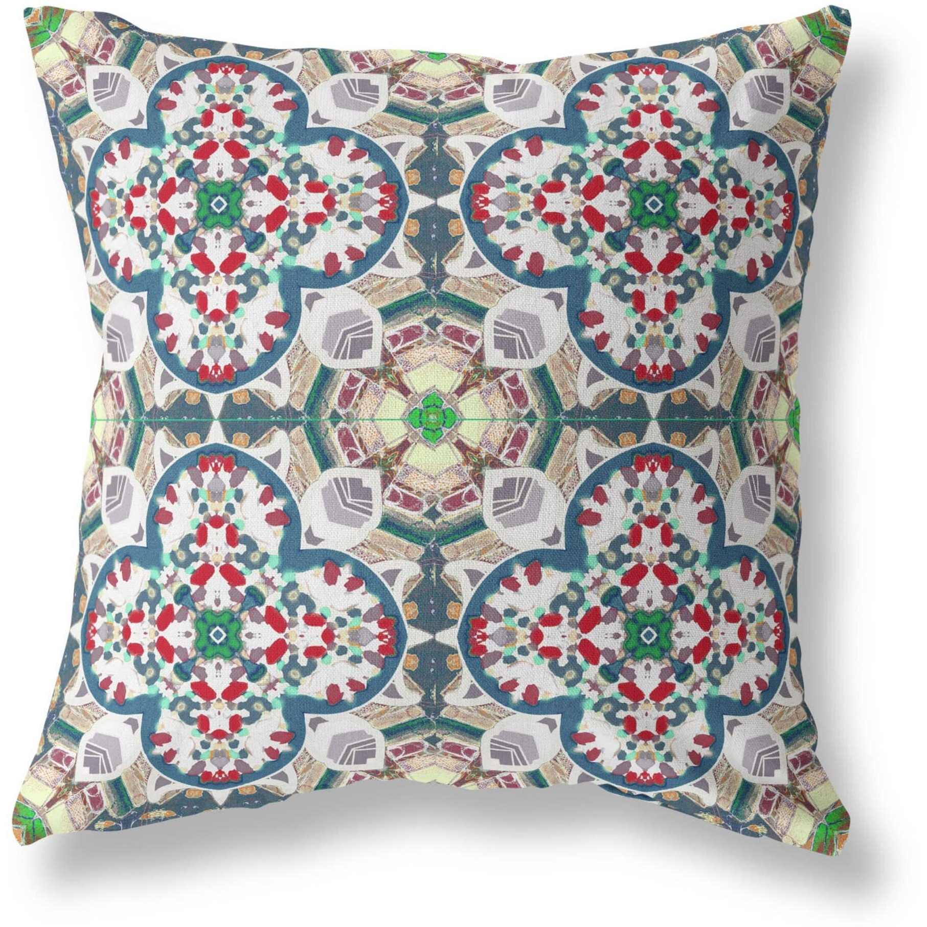 Amrita Sen Clover Leaf Floral Broadcloth Indoor Outdoor Zippered Pillow Green Red White