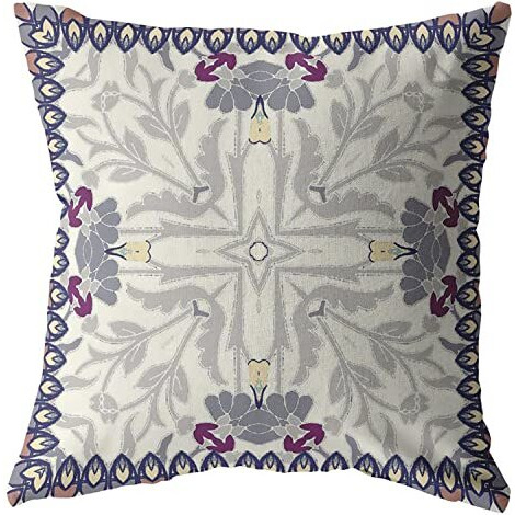 Amrita Sen Boho Frame Suede Blown and Closed Pillow Gray