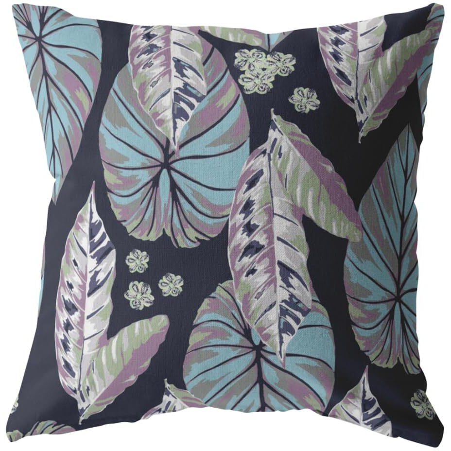 Amrita Sen Tropics Broadcloth Indoor Outdoor Zippered Pillow Light Blue and Purple