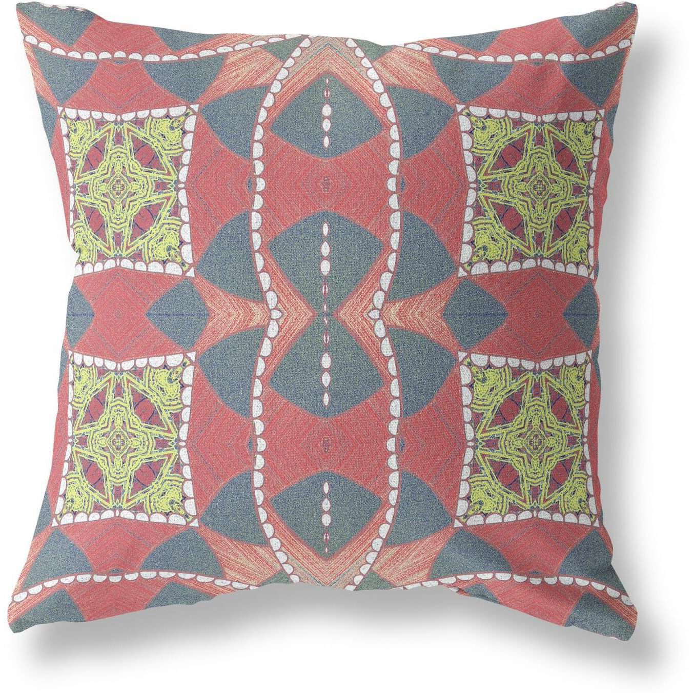 Amrita Sen Cosmic Circle Sprays Suede Blown and Closed Pillow Red Yellow Gray