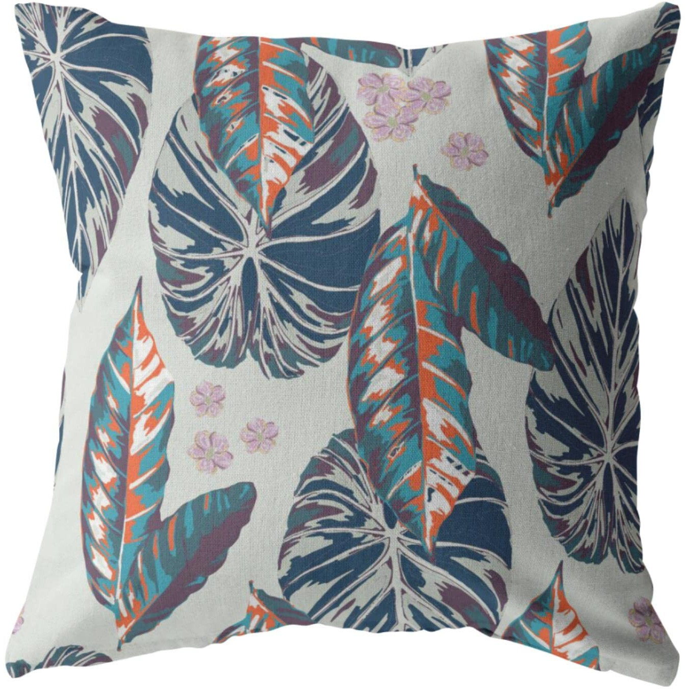 Amrita Sen Tropics Suede Blown and Closed Pillow Dark Blue on Gray