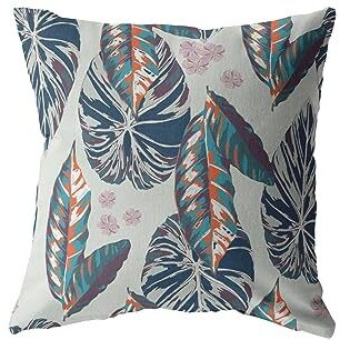 Amrita Sen Tropics Broadcloth Indoor Outdoor Zippered Pillow Dark Blue on Gray