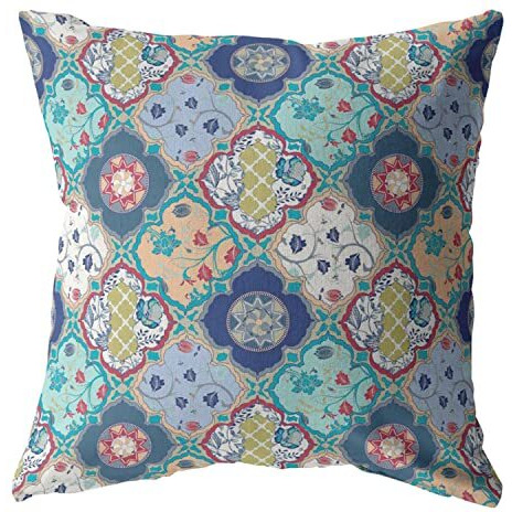 Amrita Sen Flower Diamonds Suede Blown and Closed Pillow Moss Green and Peach