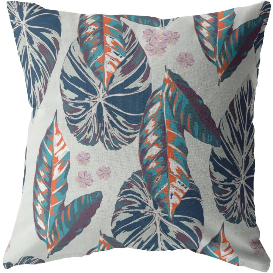 Amrita Sen Tropics Broadcloth Indoor Outdoor Zippered Pillow Dark Blue on Gray