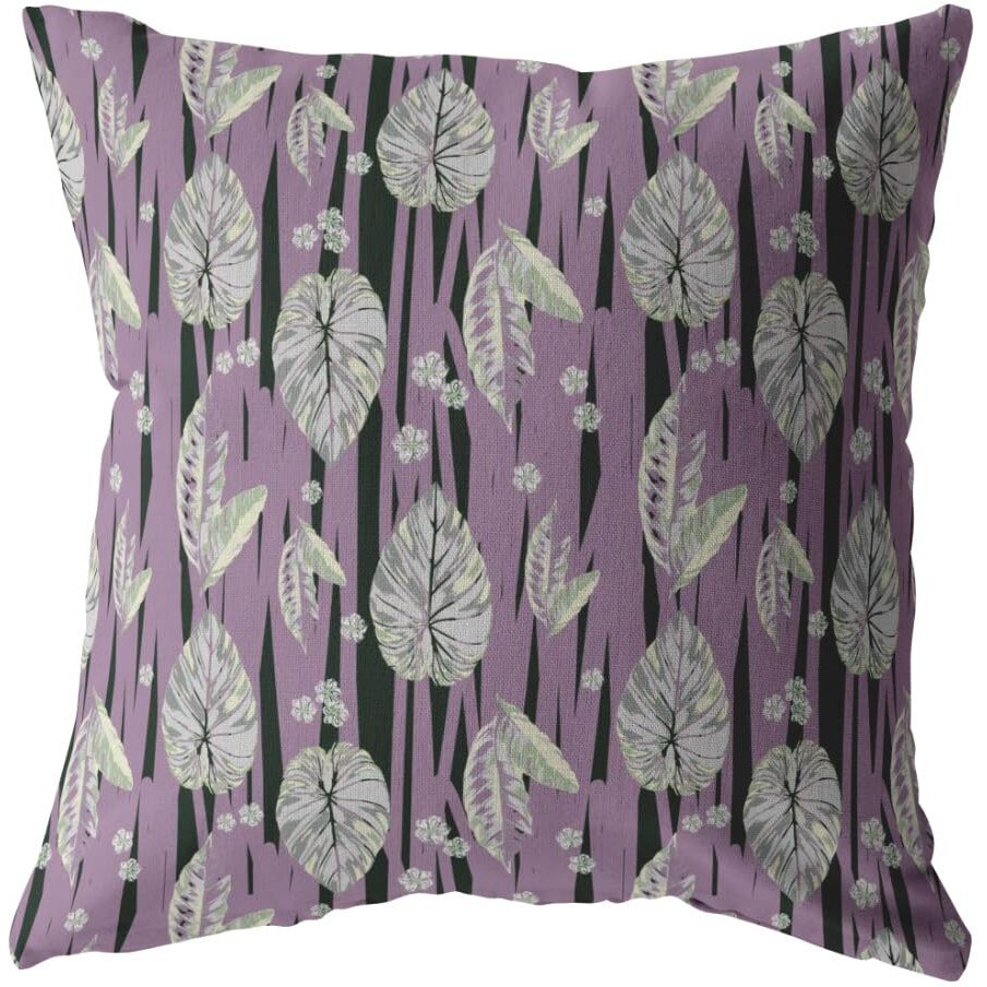 Amrita Sen Tropics Falling Broadcloth Indoor Outdoor Blown and Closed Pillow Pink and White