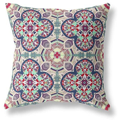 Amrita Sen Clover Leaf Floral Broadcloth Indoor Outdoor Zippered Pillow Maroon Green