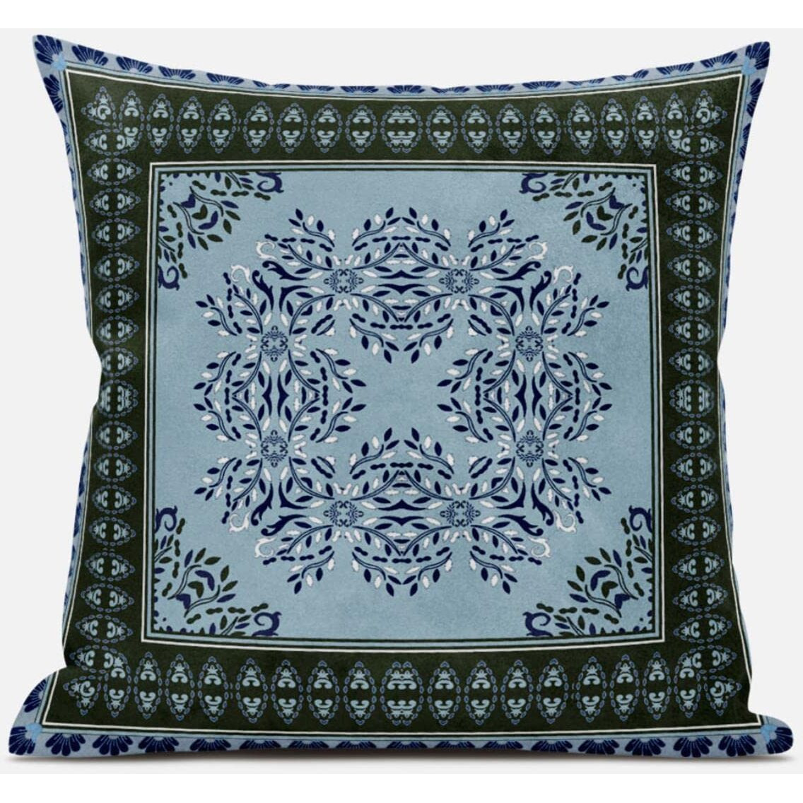 Amrita Sen Window Wreath Palace Throw Pillow with Removable Cover in Light Blue 16x16
