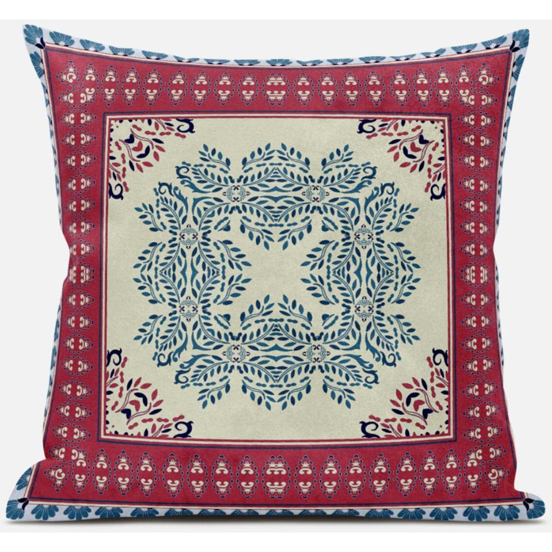 Amrita Sen Window Wreath Palace Throw Pillow with Removable Cover in Blue Gray 20x20