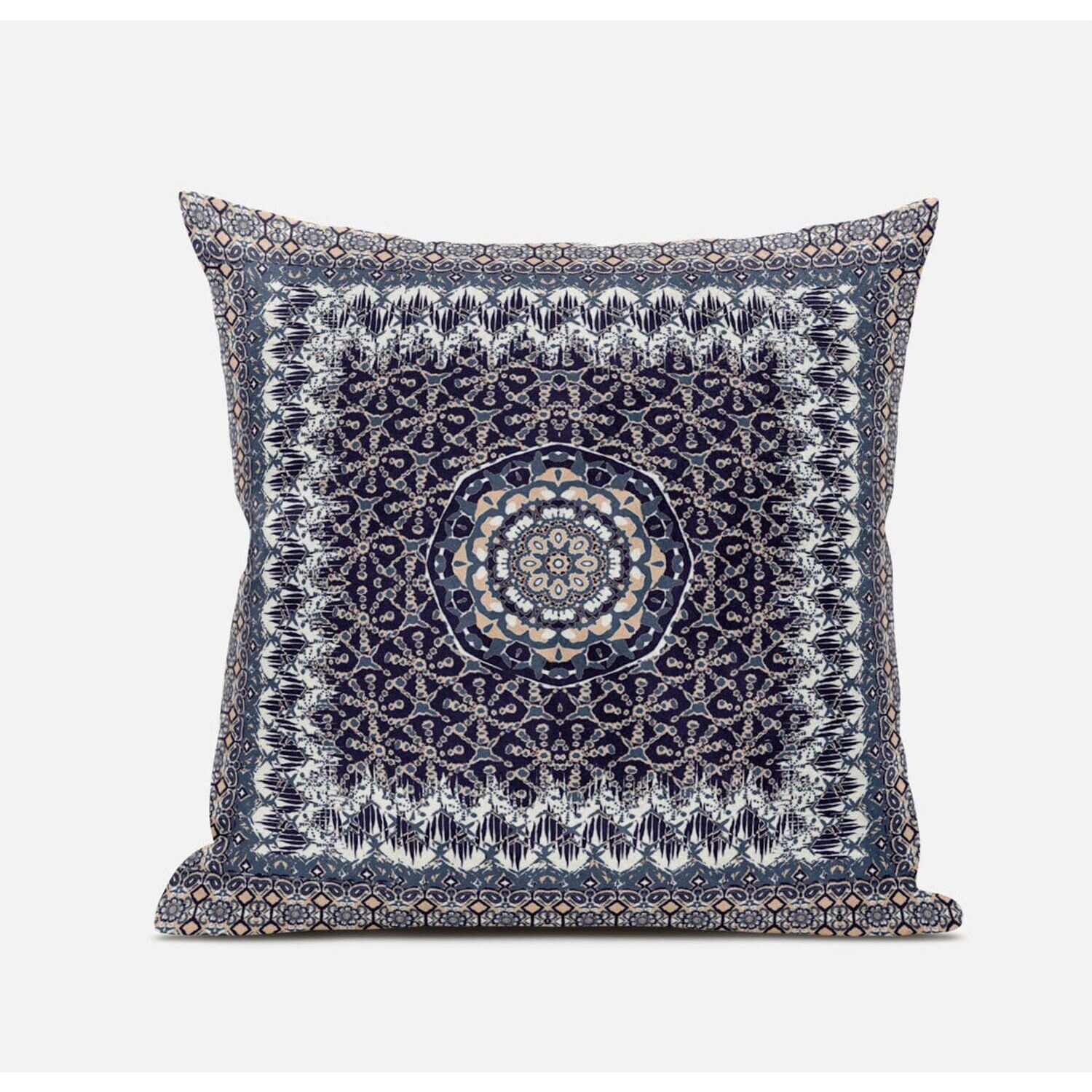 Amrita Sen Holy Tie Die Flower Throw Pillow with Removable Cover in Bright Blue Turquoise 16x16