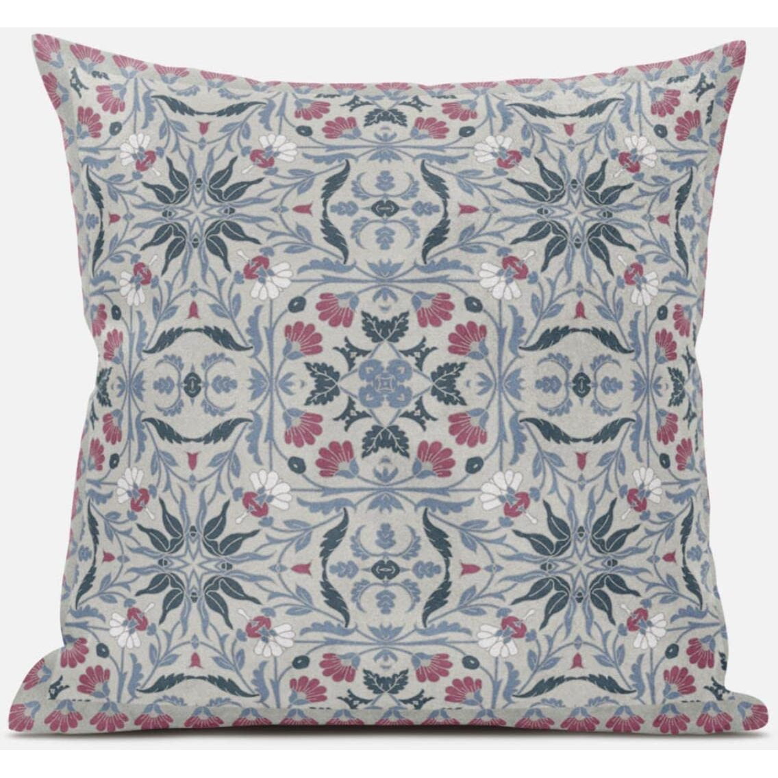 Amrita Sen Jahan Paisley Throw Pillow with Removable Cover in Muted Green Gray Indigo 16x16