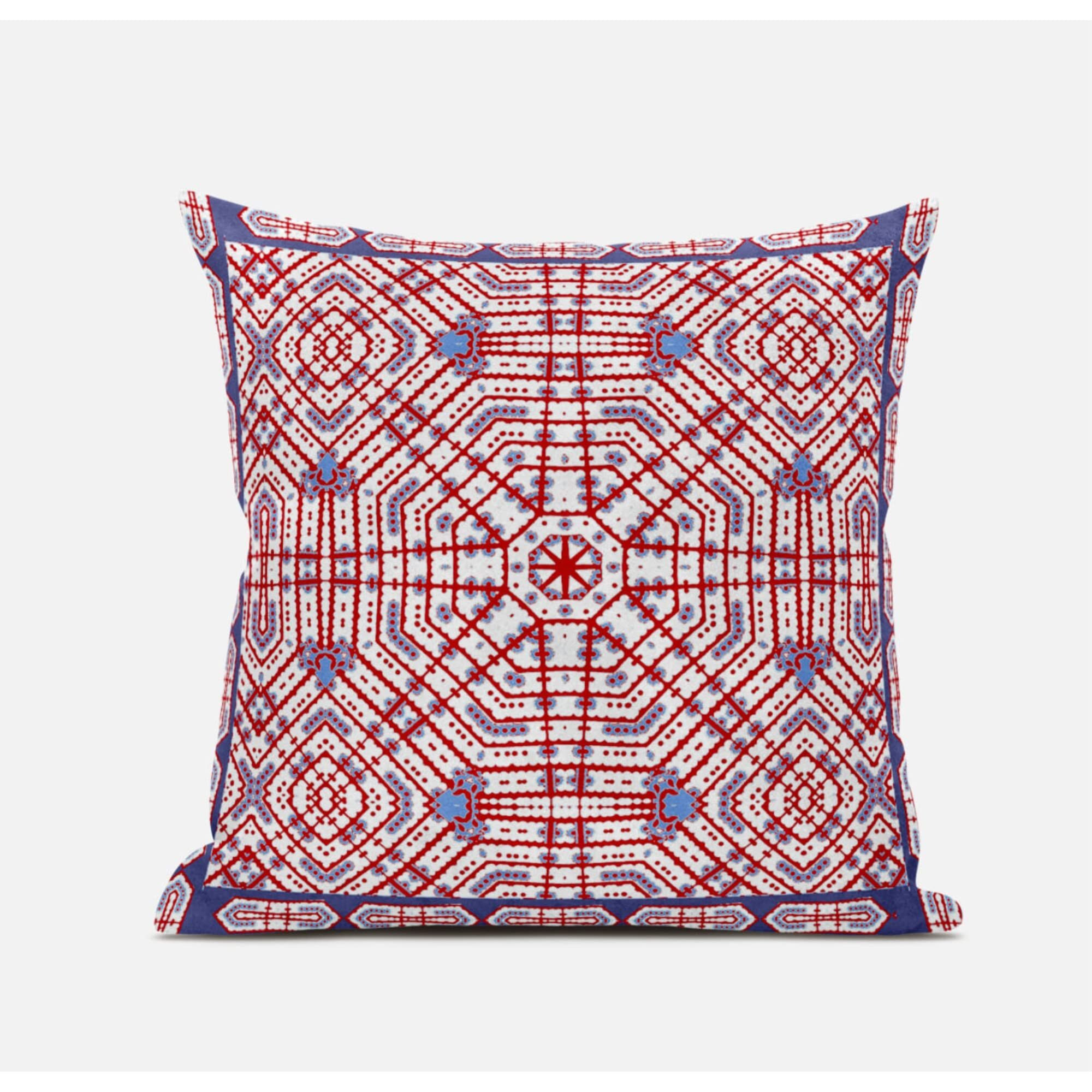 Amrita Sen Geostar Wreath Palace Throw Pillow with Removable Cover in Light Blue Hot Pink 20x20