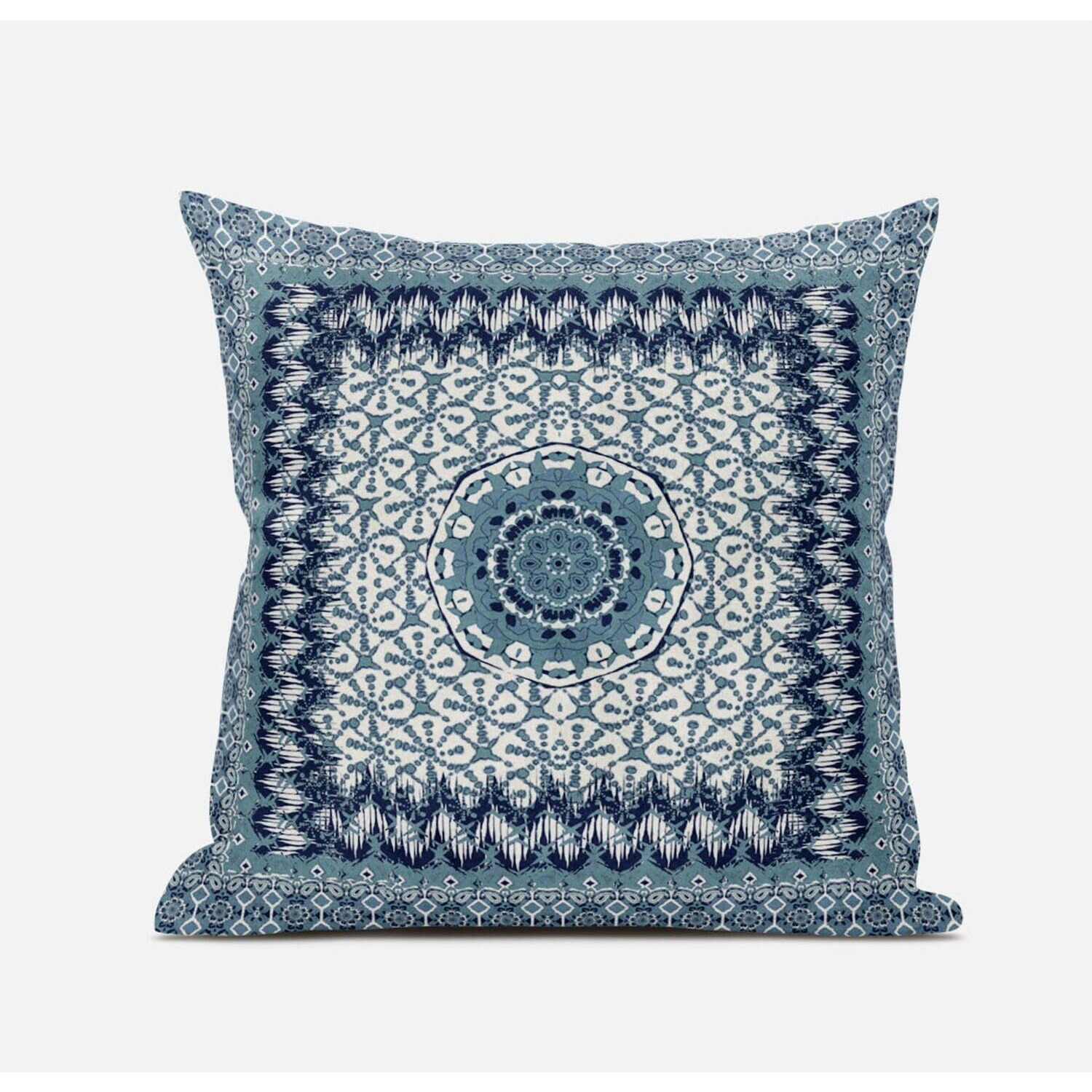 Amrita Sen Holy Tie Die Flower Throw Pillow with Removable Cover in Bright Blue 20x20
