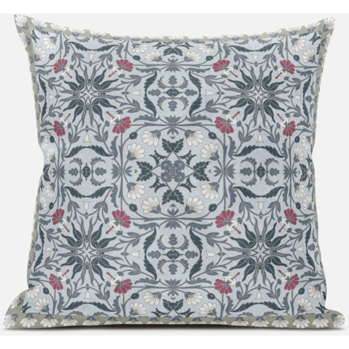 Amrita Sen Jahan Paisley Throw Pillow with Removable Cover in Muted Orange Indigo 18x18