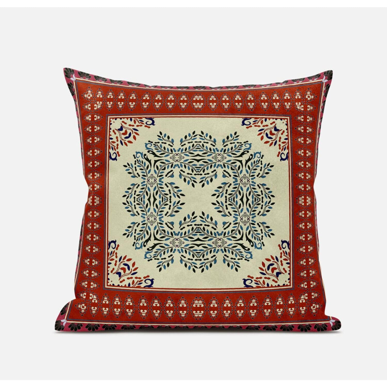Amrita Sen Window Wreath Palace Throw Pillow with Removable Cover in Pink Indigo 16x16