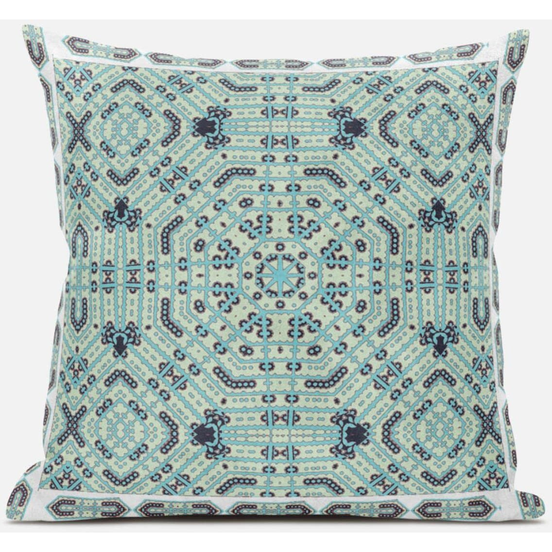 Amrita Sen Geostar Wreath Palace Throw Pillow with Removable Cover in Dark Purple White 20x20