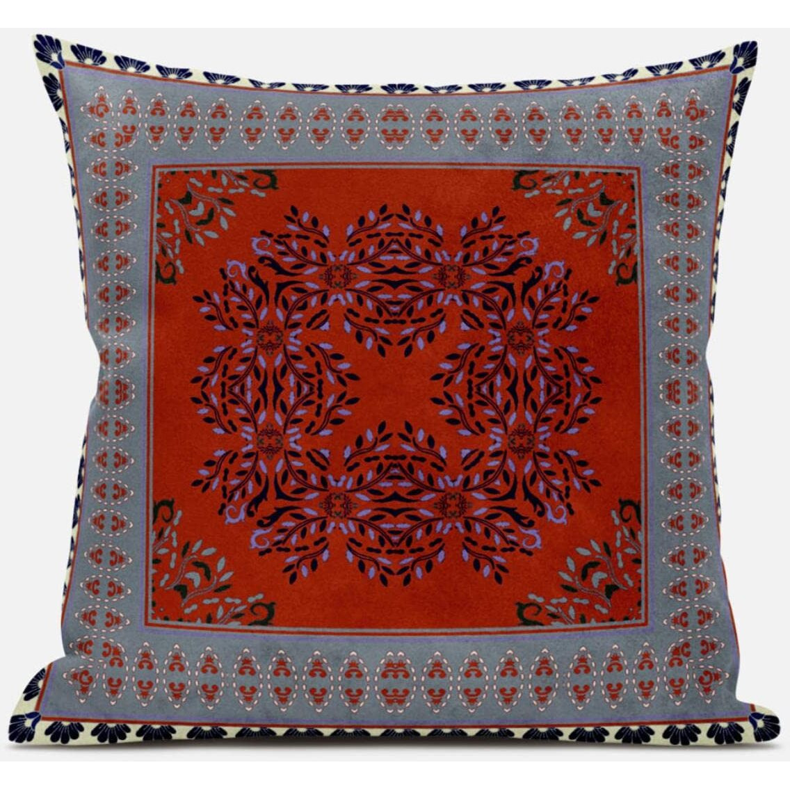Amrita Sen Window Wreath Palace Throw Pillow with Removable Cover in Blue Green 20x20