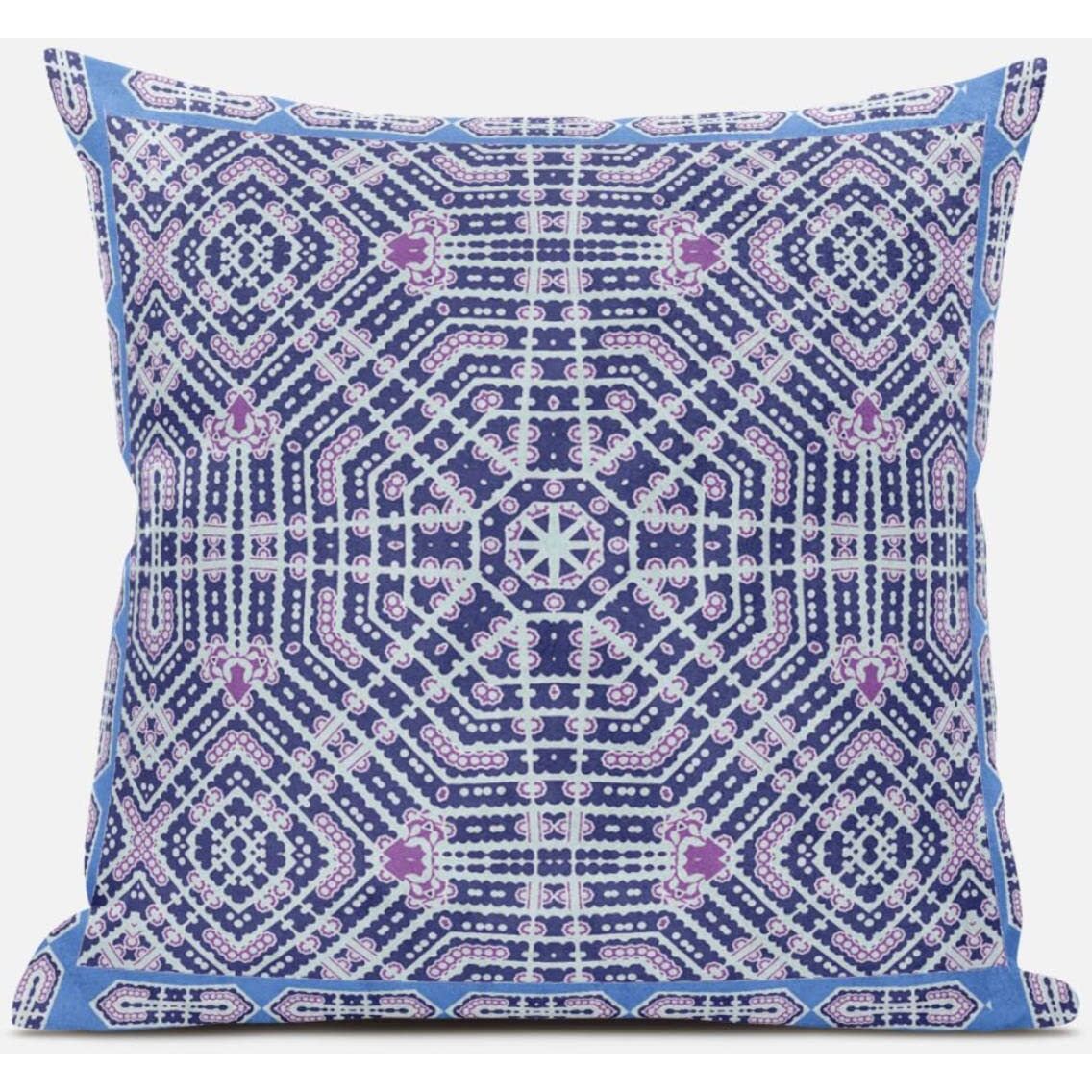 Amrita Sen Geostar Wreath Palace Throw Pillow with Removable Cover in Indigo Hot Pink 18x18
