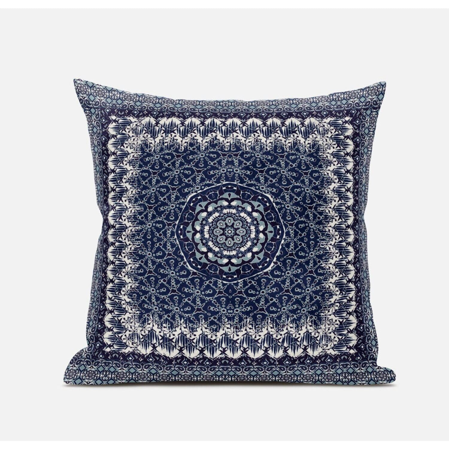 Amrita Sen Holy Tie Die Flower Throw Pillow with Removable Cover in Bright Blue Yellow 20x20