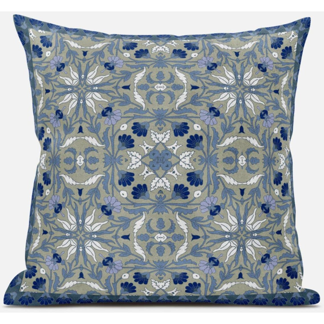 Amrita Sen Jahan Paisley Throw Pillow with Removable Cover in Orange Indigo 20x20