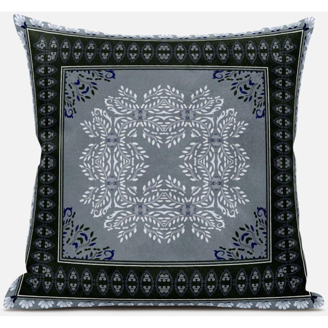 Amrita Sen Window Wreath Palace Throw Pillow with Removable Cover in Gray Green Pink 18x18