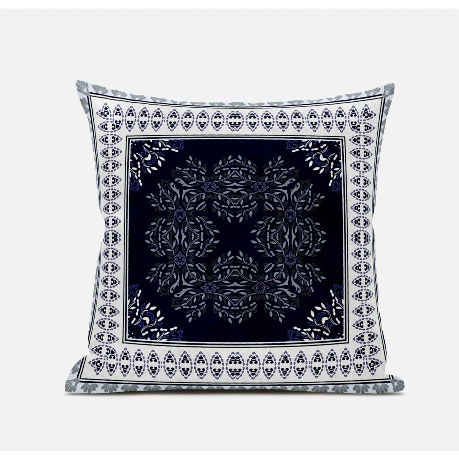 Amrita Sen Window Wreath Palace Throw Pillow with Removable Cover in Light Green Blue 18x18
