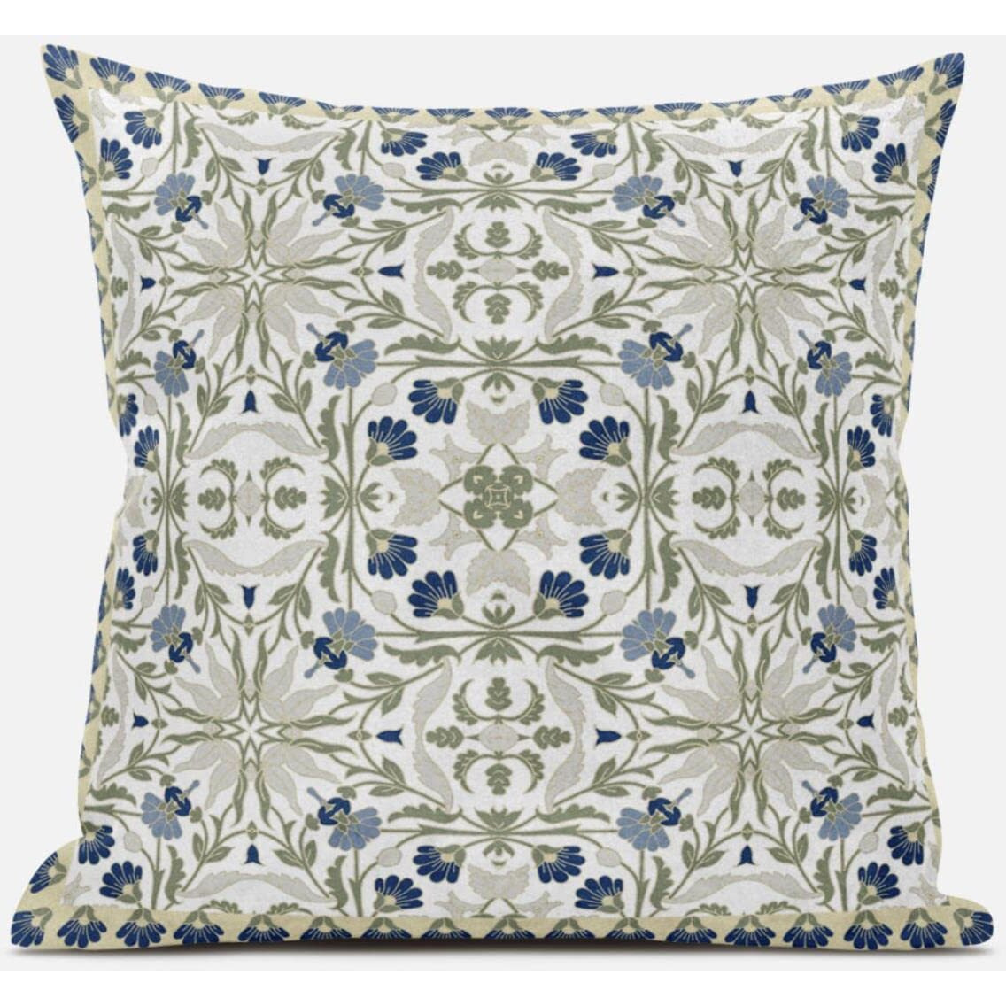 Amrita Sen Jahan Paisley Throw Pillow with Removable Cover in Indigo White 18x18