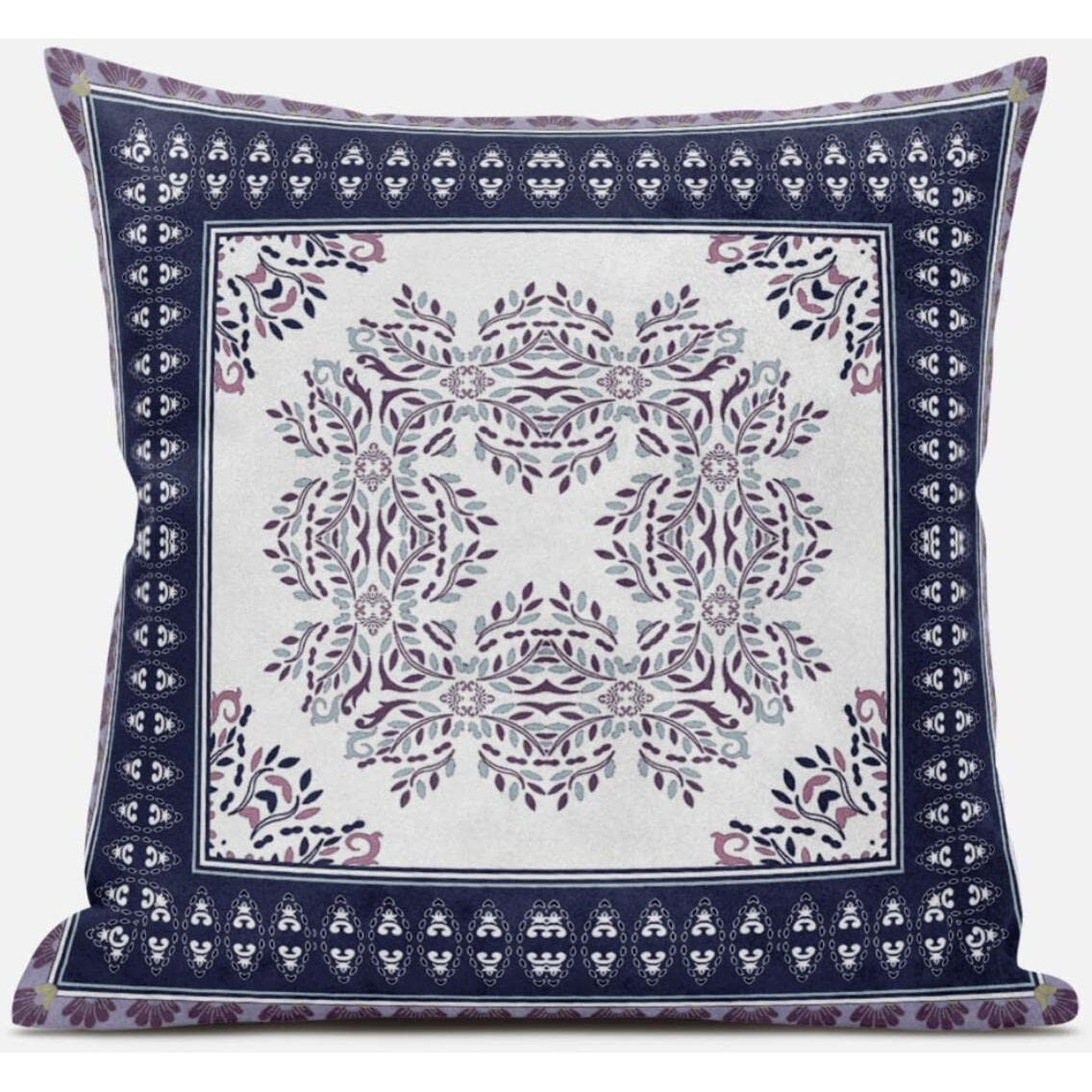 Amrita Sen Window Wreath Palace Throw Pillow with Removable Cover in Cream Red Blue 18x18