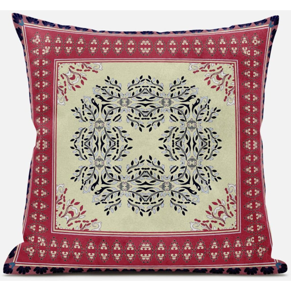 Amrita Sen Window Wreath Palace Throw Pillow with Removable Cover in Muted Pink Gray 18x18