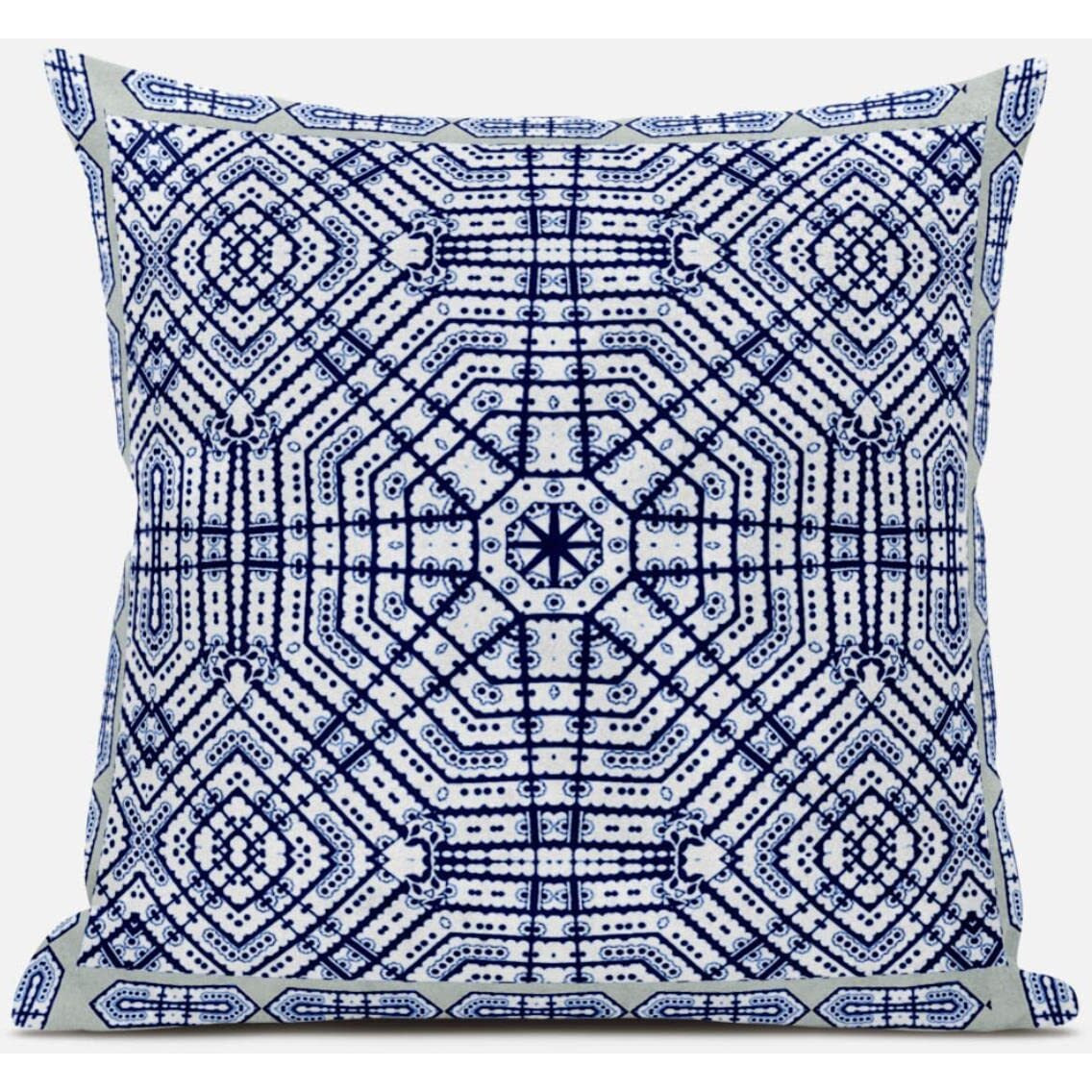 Amrita Sen Geostar Wreath Palace Throw Pillow with Removable Cover in Light Blue Indigo Purple 16x16
