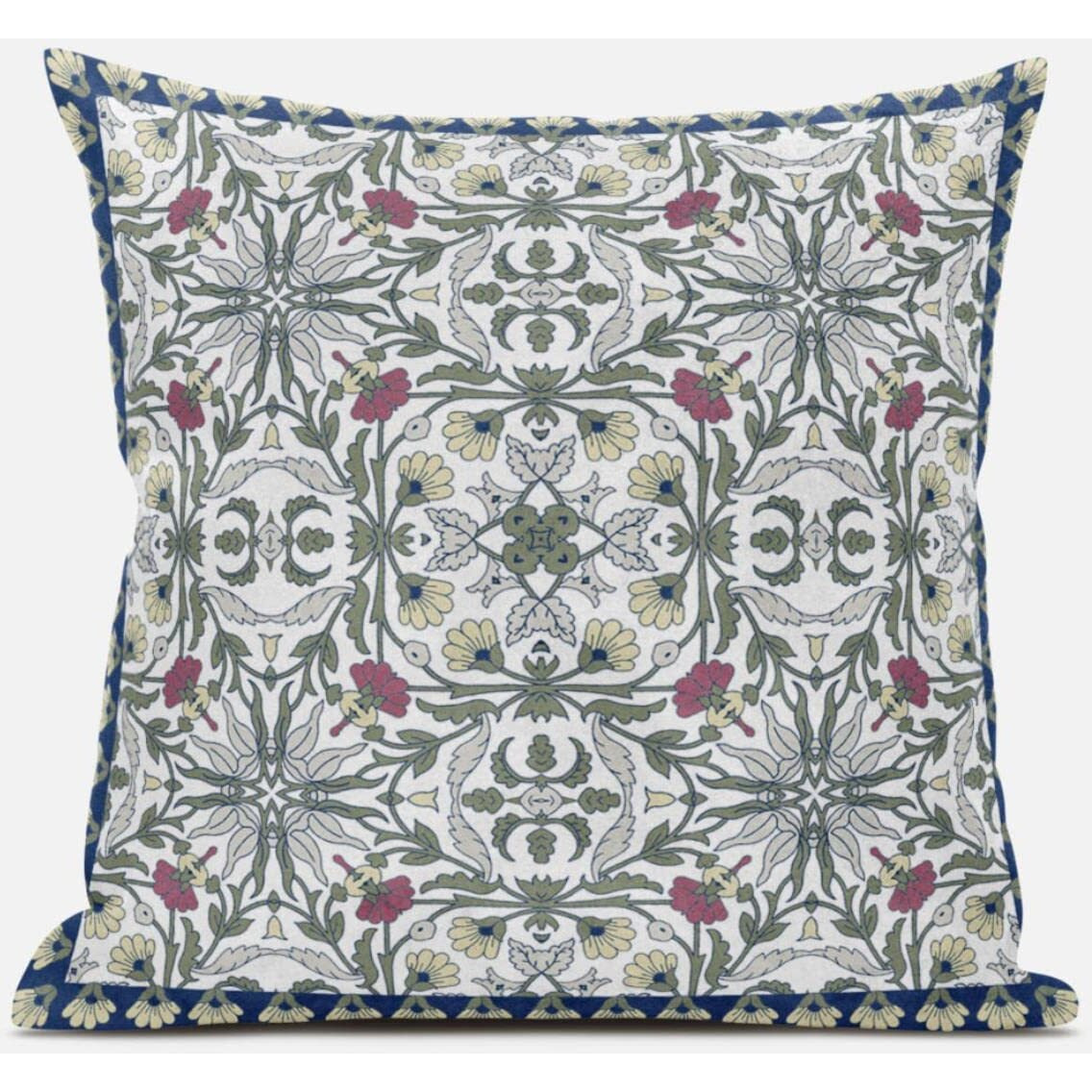 Amrita Sen Jahan Paisley Throw Pillow with Removable Cover in Indigo Peach 18x18