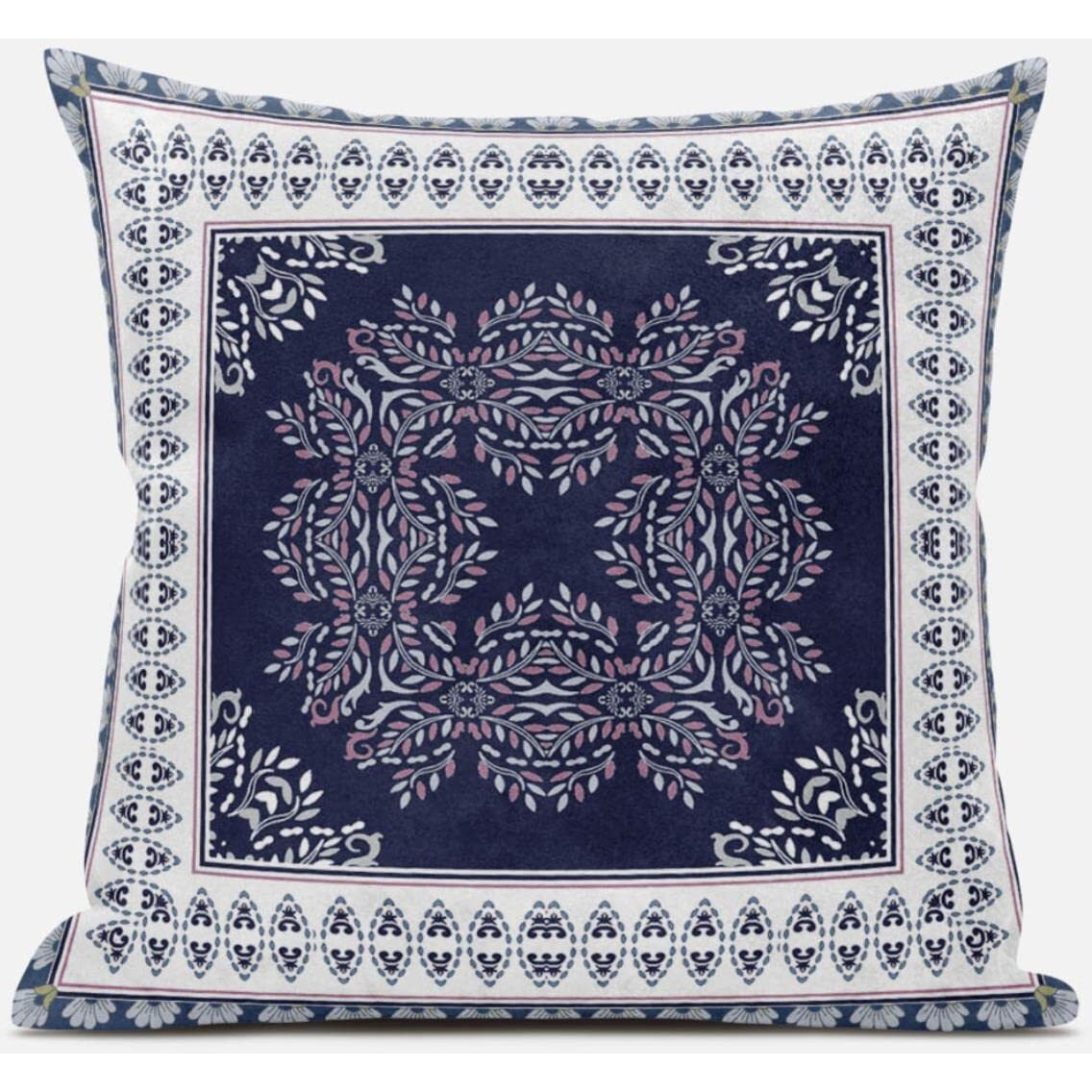 Amrita Sen Window Wreath Palace Throw Pillow with Removable Cover in Blue Pink White 18x18