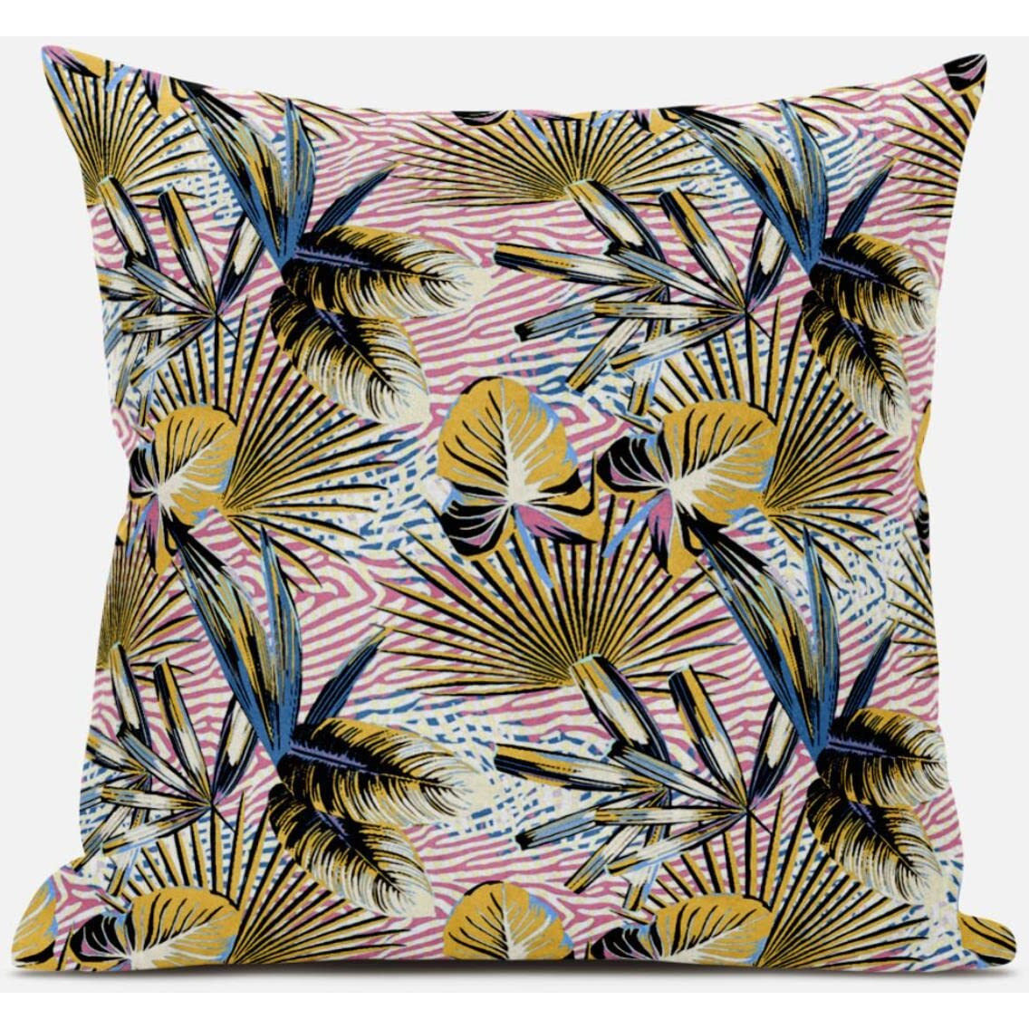Amrita Sen Plant Illusion Throw Pillow with Removable Cover in White Light Blue 20x20