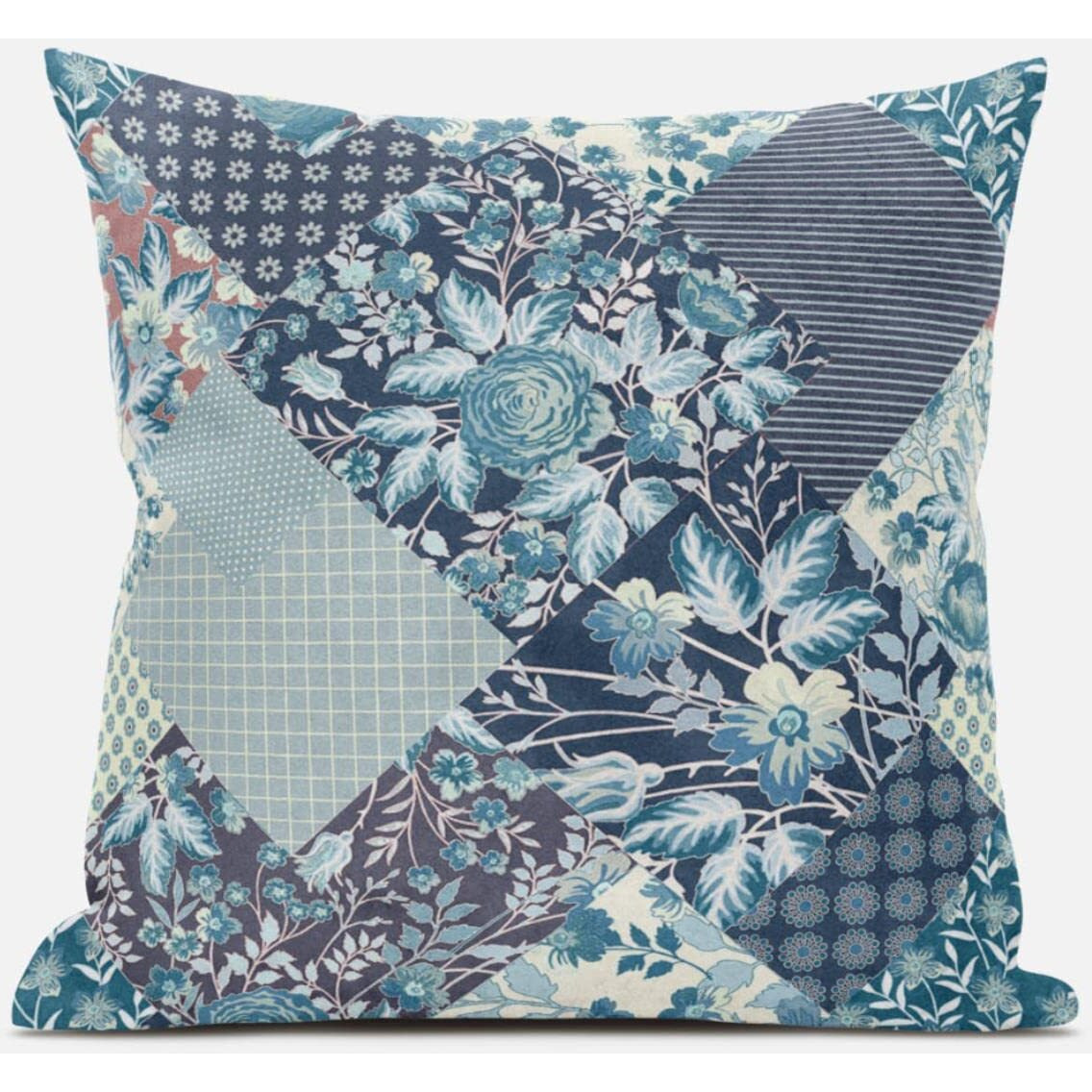 Amrita Sen Arizona Floral Patches Throw Pillow with Removable Cover in Green Pink 18x18