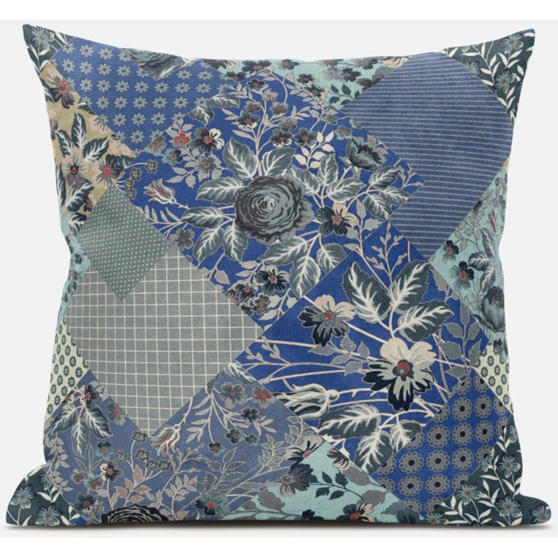 Amrita Sen Arizona Floral Patches Throw Pillow with Removable Cover in Gray Pink 16x16