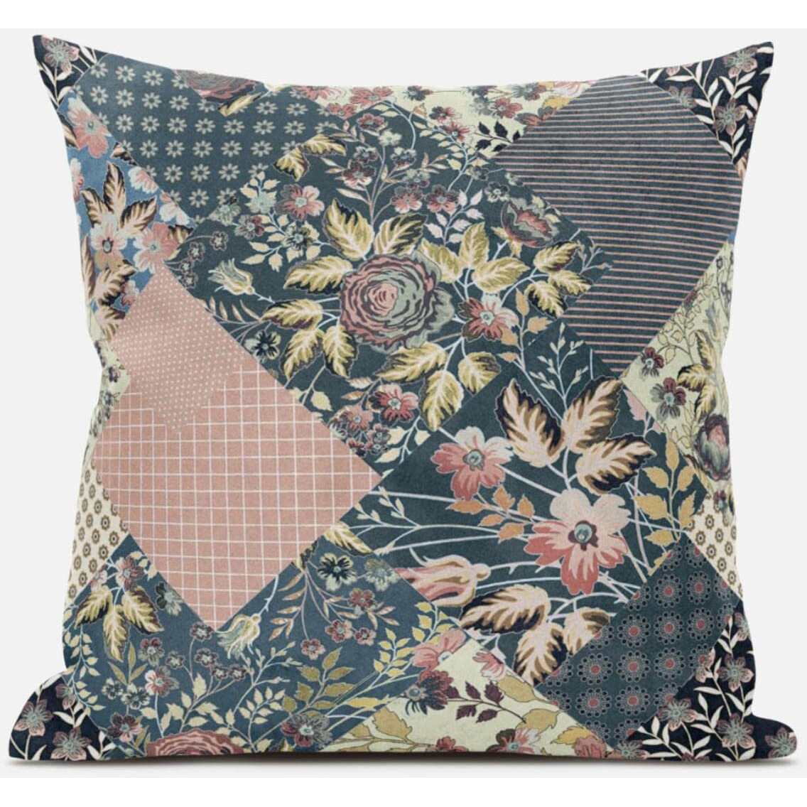 Amrita Sen Arizona Floral Patches Throw Pillow with Removable Cover in Red Green 16x16