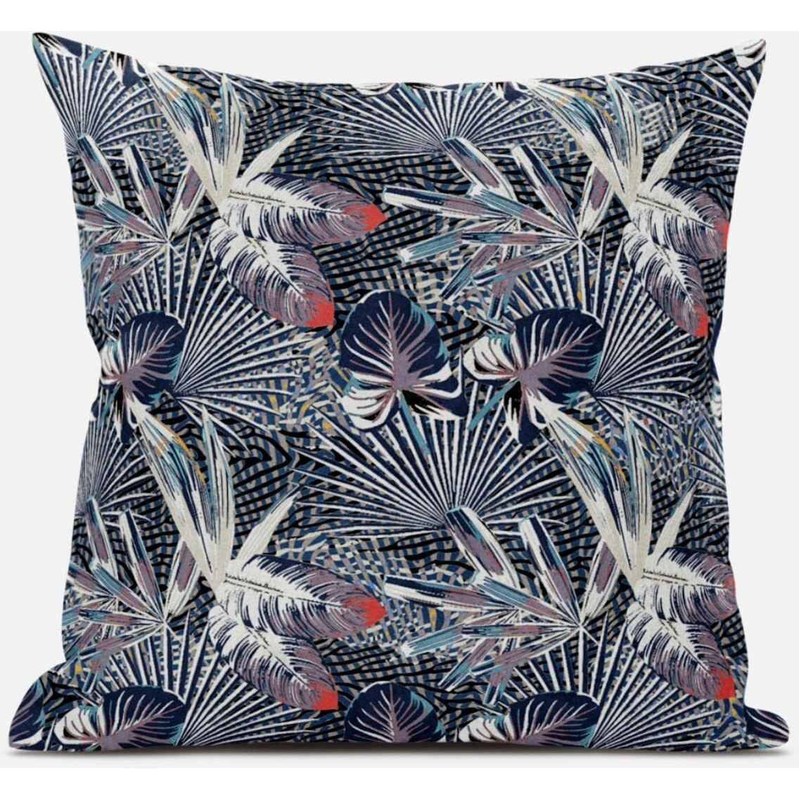 Amrita Sen Plant Illusion Throw Pillow with Removable Cover in Dark Blue 18x18