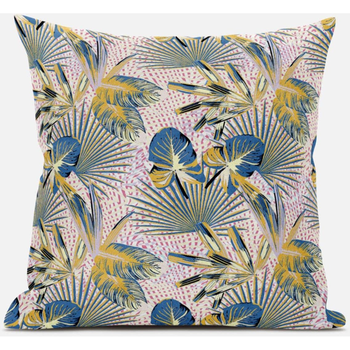 Amrita Sen Plant Illusion Throw Pillow with Removable Cover in Blue Gray 18x18