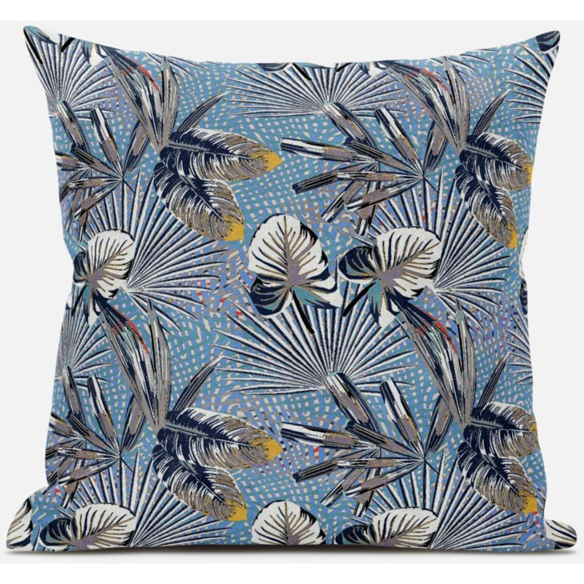 Amrita Sen Plant Illusion Throw Pillow with Removable Cover in Blue Green Pink 18x18