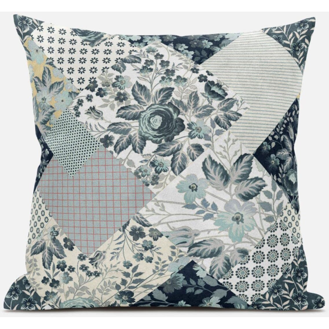 Amrita Sen Arizona Floral Patches Throw Pillow with Removable Cover in Light Peach 20x20