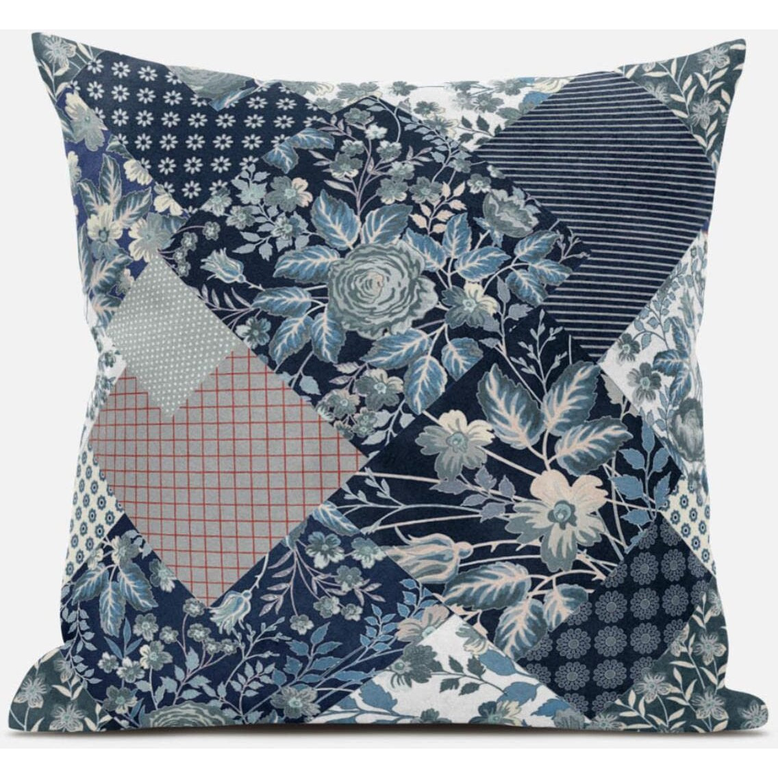 Amrita Sen Arizona Floral Patches Throw Pillow with Removable Cover in Light Blue 20x20