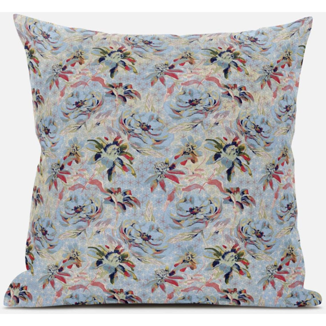 Amrita Sen Roses Sprayed Stars Throw Pillow with Removable Cover in Indigo Gray 20x20