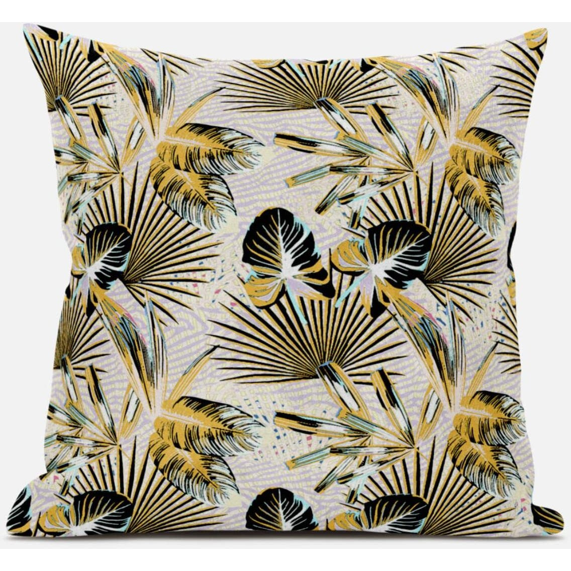 Amrita Sen Plant Illusion Throw Pillow with Removable Cover in Gold White Pink 16x16