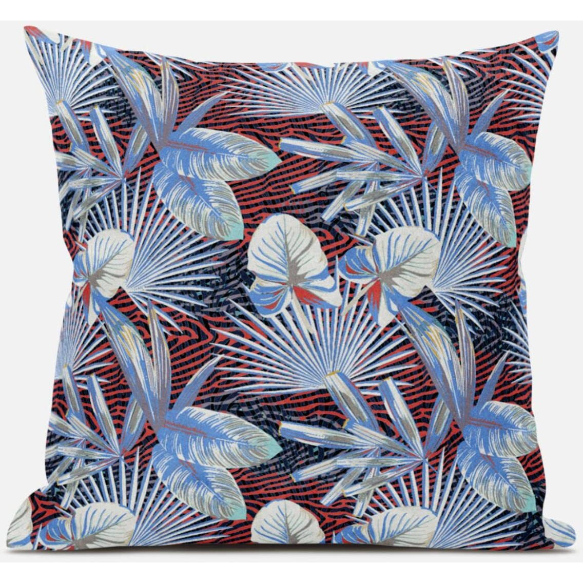 Amrita Sen Plant Illusion Throw Pillow with Removable Cover in Green Indigo Beige 16x16