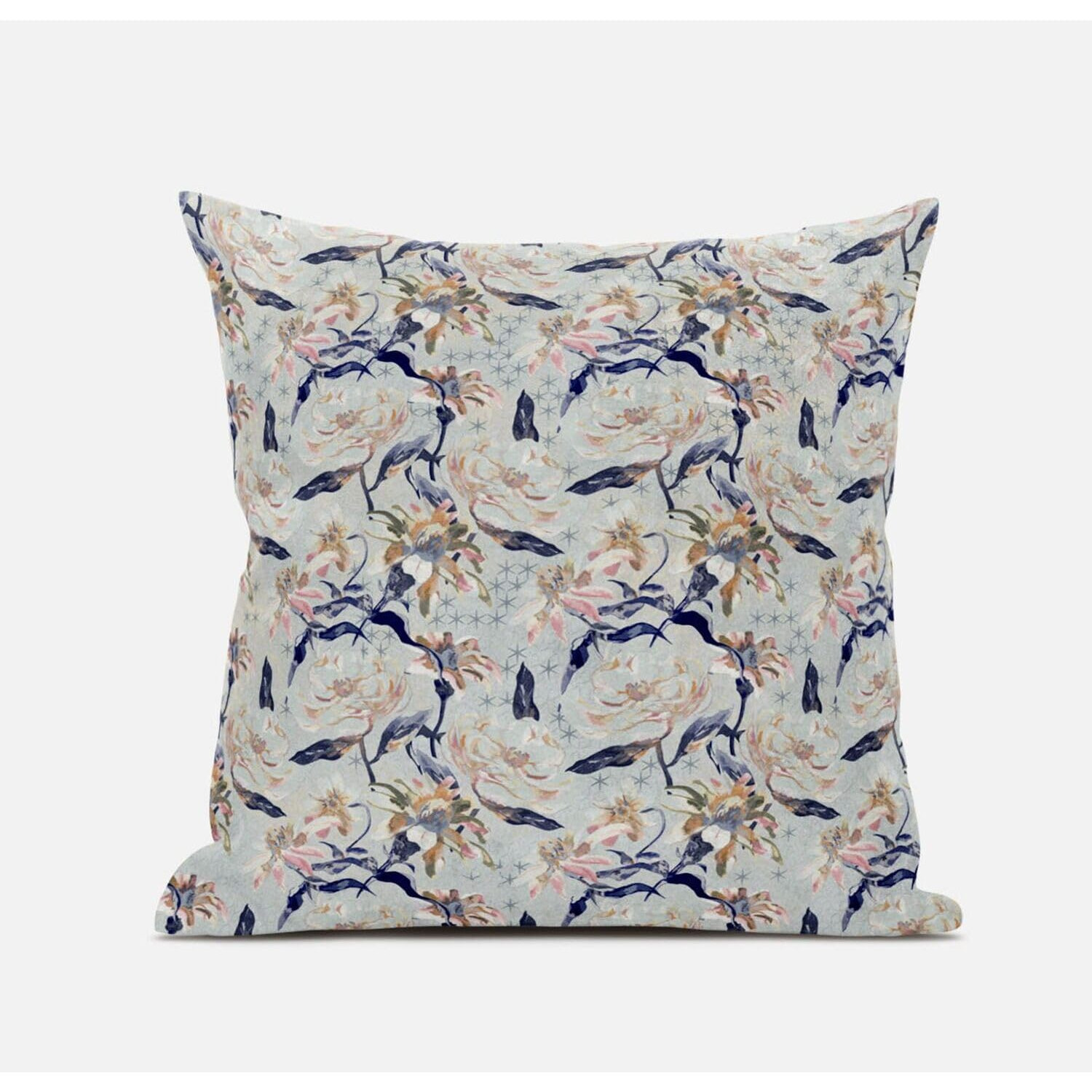 Amrita Sen Roses Sprayed Stars Throw Pillow with Removable Cover in Gray Purple Indigo 20x20